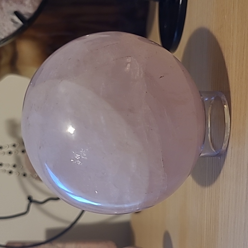 Rose Quartz Crystal Sphere - Picture 2 of 3